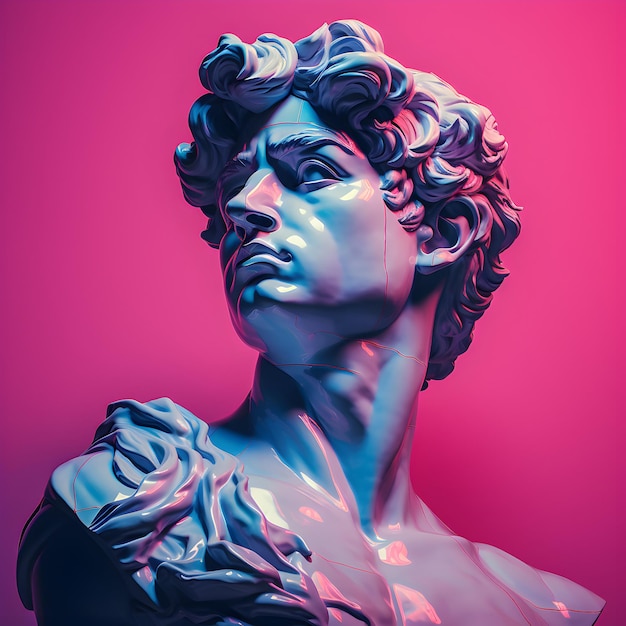 photo beautiful roman figure carving on colorful background generative ai