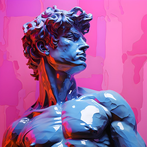 photo beautiful roman figure carving on colorful background generative ai