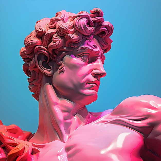 photo beautiful roman figure carving on colorful background generative ai