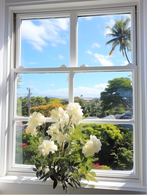 Photo Of beautiful scenery outside the window of green forest with dappled sunlight Calming Place