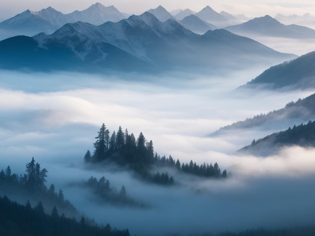 Photo beautiful shot of foggy mountains