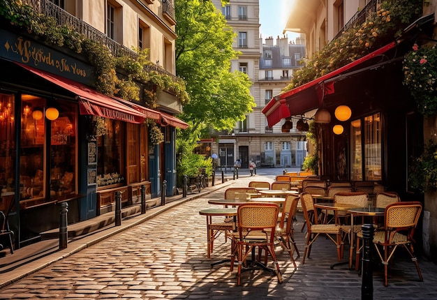 Photo of beautiful street restaurant and coffee cafe