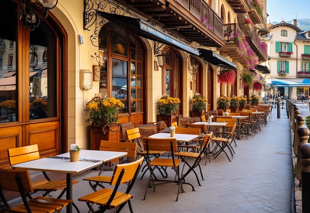 Photo of beautiful street restaurant and coffee cafe