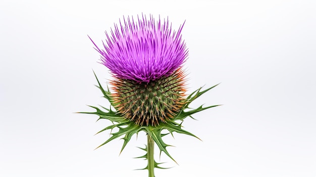 Photo of beautiful Thistle flower isolated on white background