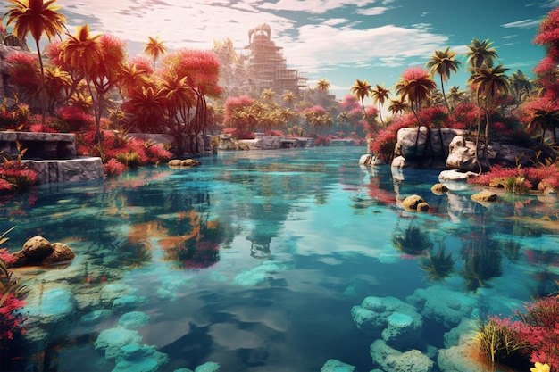 photo beautiful tropical paradise destination generative ai