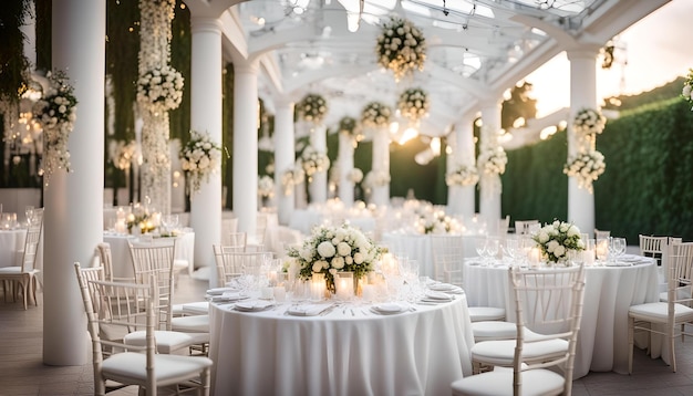 Photo of the beautiful white wedding terrace