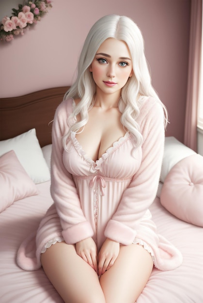 Photo of a beautiful woman wearing pajama in bedroom