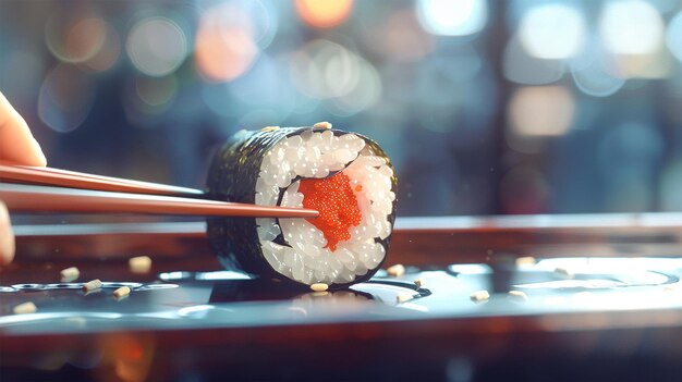 Photo photo of big makizushi roll with nori