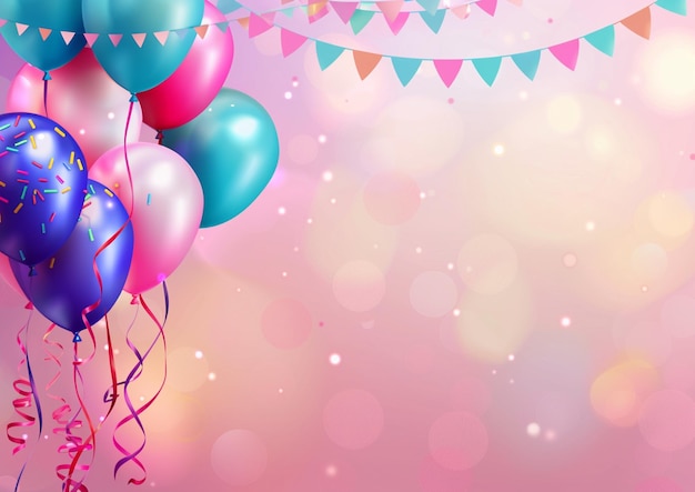 Photo of birthday decoration background with balloons