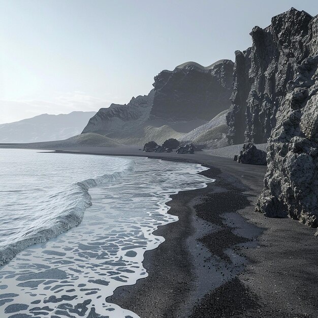 Photo photo black beach landscape in iceland