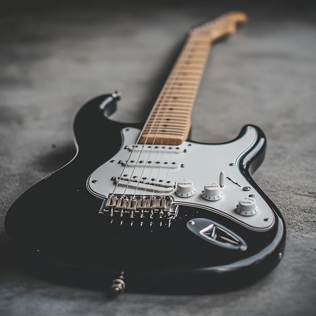 Photo photo of black electric guitar with white color