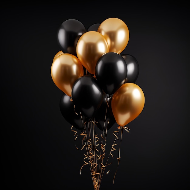 Photo of black and golden balloons Black Friday background