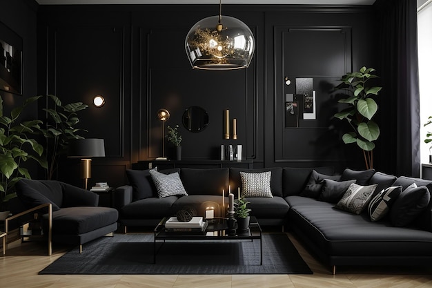 Photo black living room