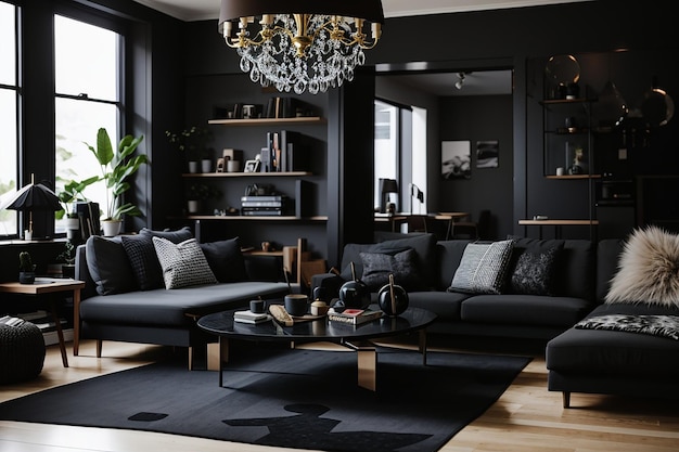 Photo black living room