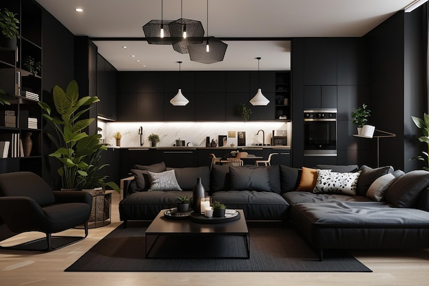 Photo black living room