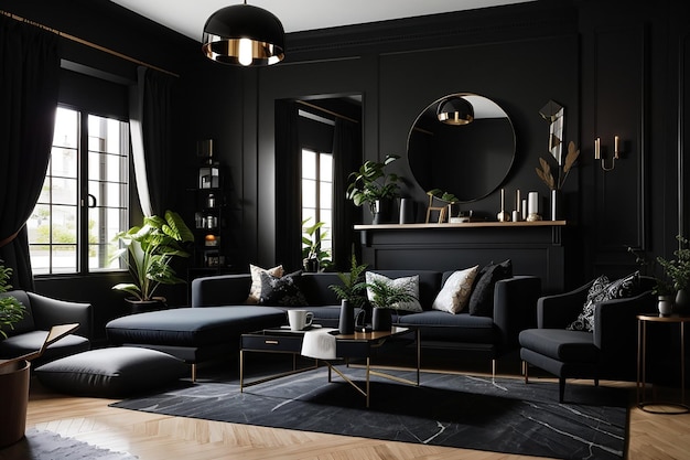 Photo black living room