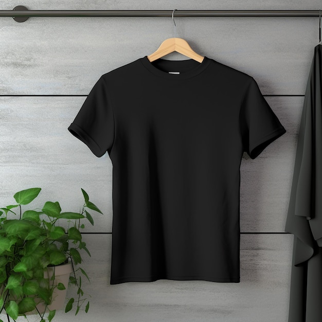 Photo of blank black tshirt in isolated for t shirt mockup