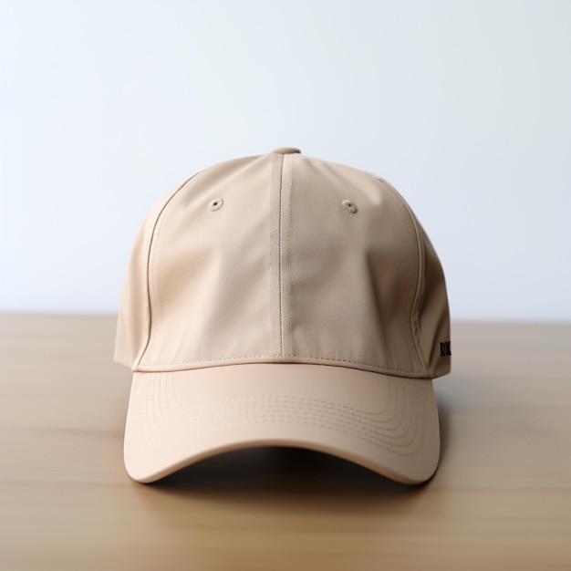 Photo of blank light brown baseball hat ultra realistic 8K suitable to create hat mockup or cap m