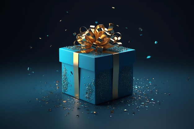 Photo blue gift box illustration