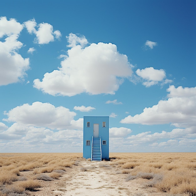 Photo of a blue sky with door