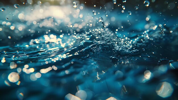 Photo a photo of a blue water with bubbles