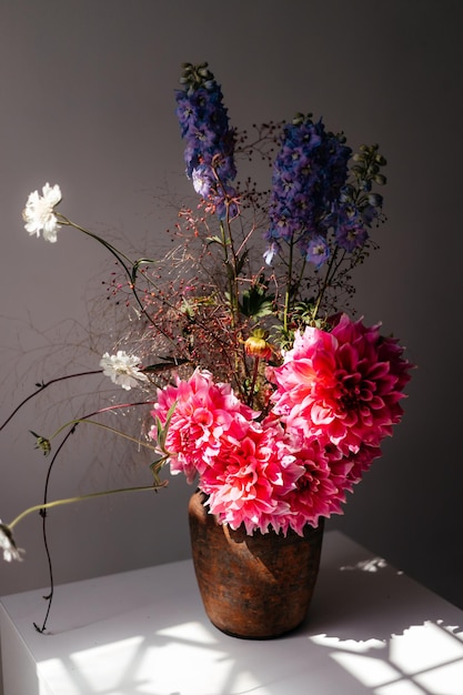 Photo of a bouquet created from wild fresh spring flowers photographed on a white background in daylight flowers for cut out white background