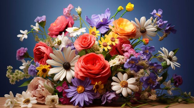 A photo of a bouquet of mixed summer flowers