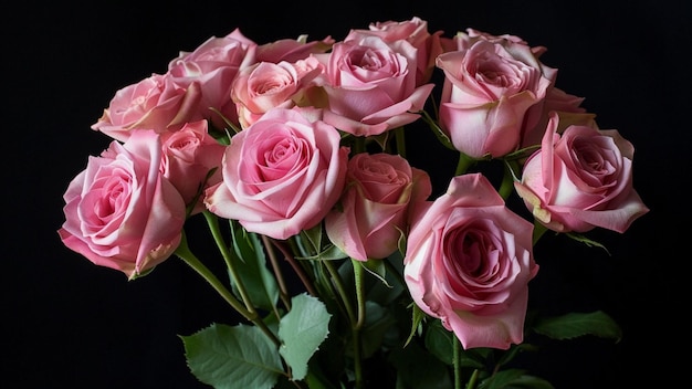 photo bouquet of pink roses no background