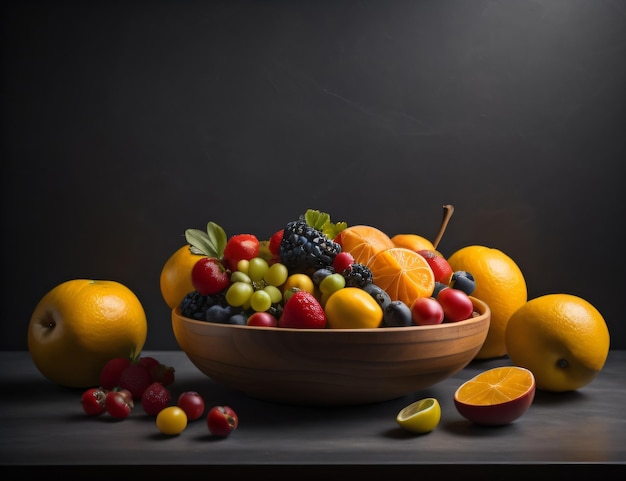 Photo a bowl of fruit food on a table on World Food Safety Day with generative ai