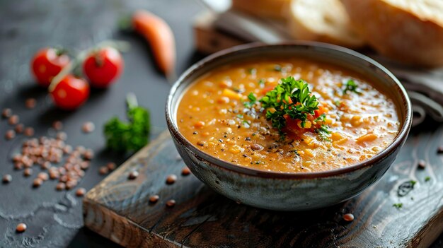 Photo a photo of a bowl of lentil soup