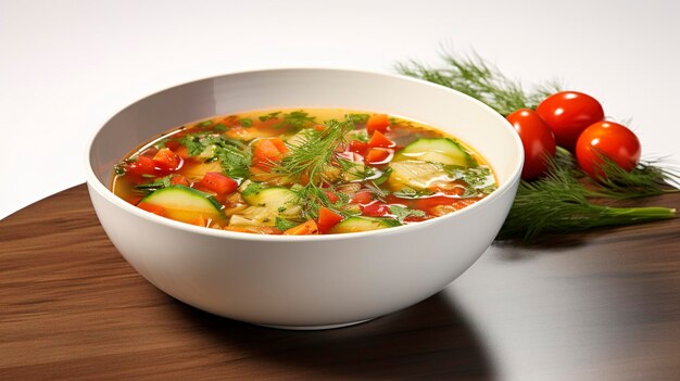 Photo a photo of a bowl of vegetable soup full length photo