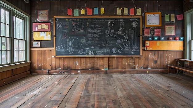 Photo of a Bright Classroom with a Blackboard