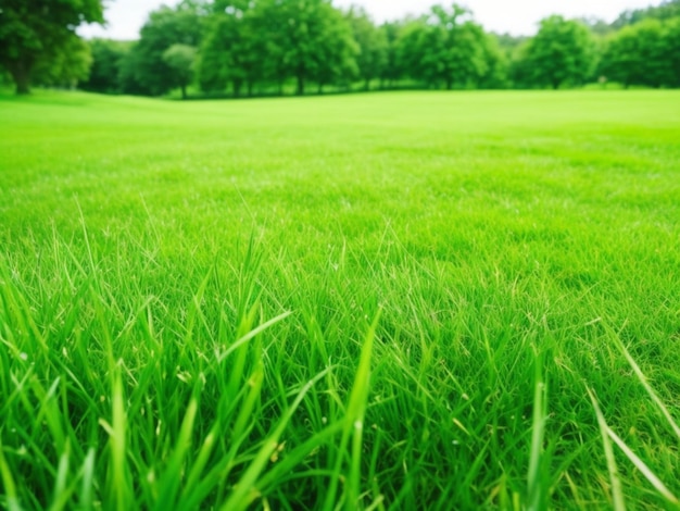 Photo Bright green grass decorates a peaceful garden