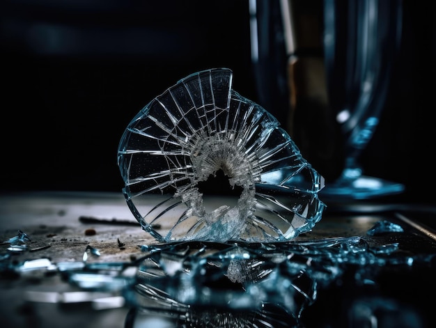 Photo of a broken glass with a hole in it generative ai