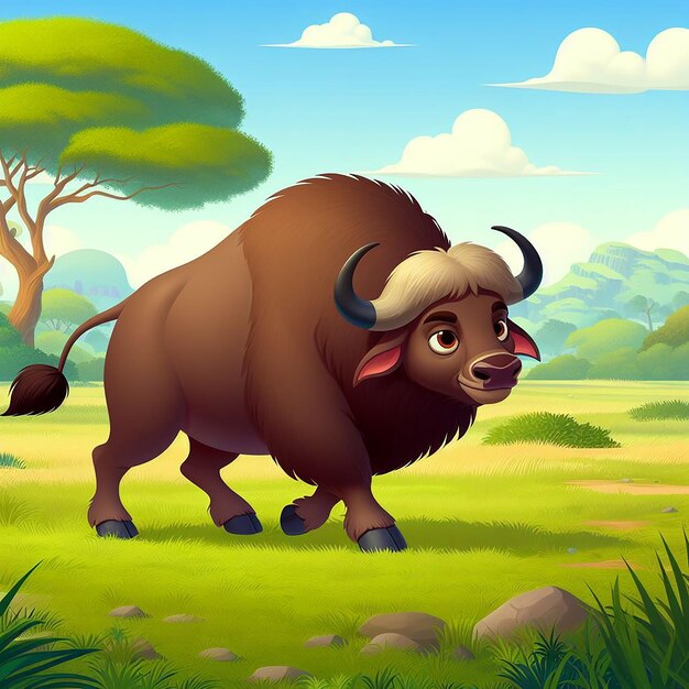 A photo of buffalo disney cartoon style AI Generated