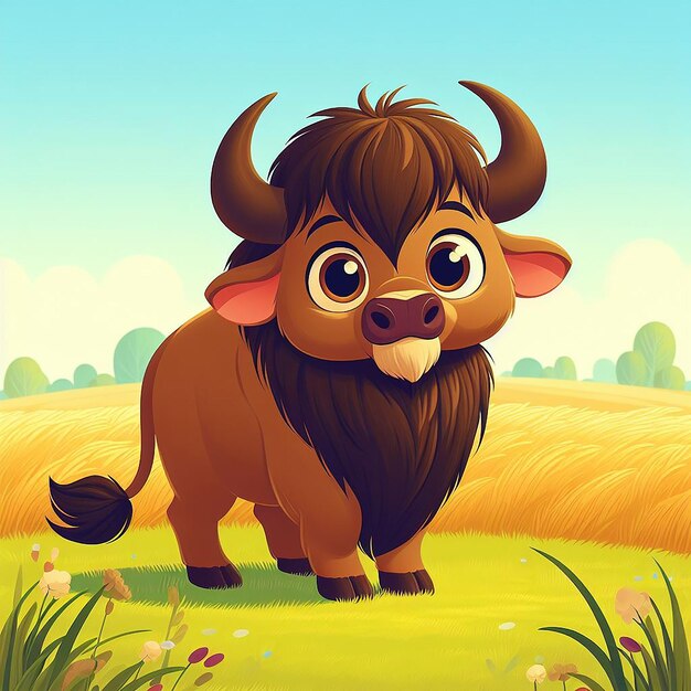 A photo of buffalo disney cartoon style AI Generated