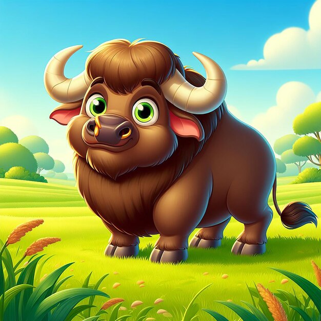 A photo of buffalo disney cartoon style AI Generated