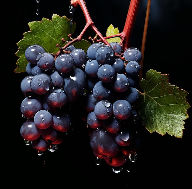 Photo of Bunch of Red and Black grapes isolated Background