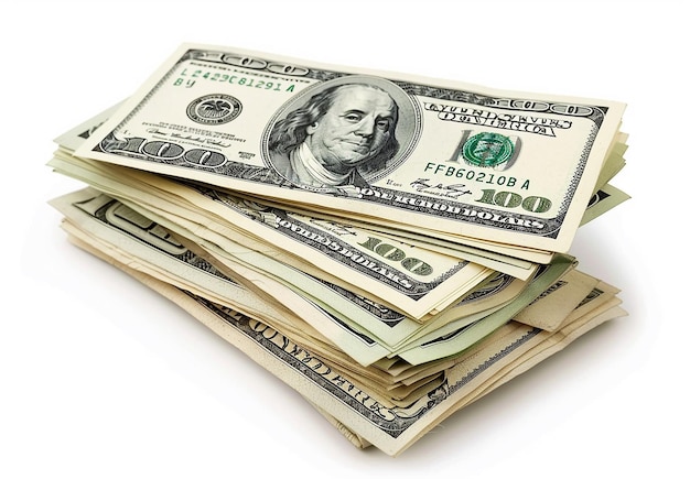 Photo of bundle of stack of bill of money cash dollars usd paper currency money background