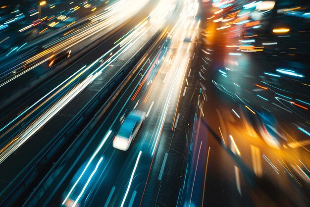 Photo photo of a busy street with a lot of traffic and a blurry background