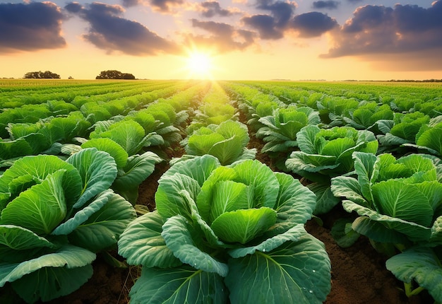 Photo of cabbage cabbage farm cabbage on hand and cabbage on wooden baskets