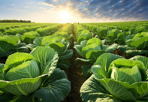 Photo of cabbage cabbage farm cabbage on hand and cabbage on wooden baskets