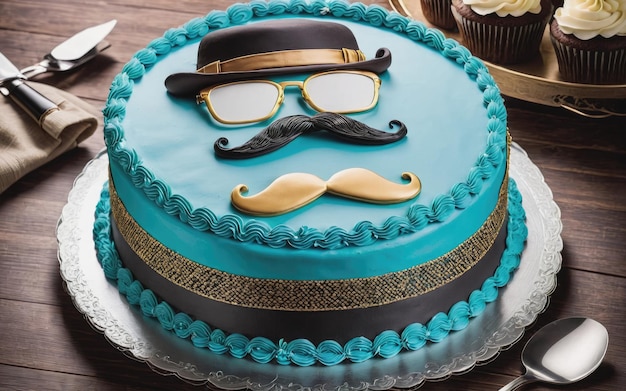 Photo cake with moustache garnished for father39s day celebration