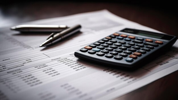 A Photo of a Calculator and Pen on a Financial Document