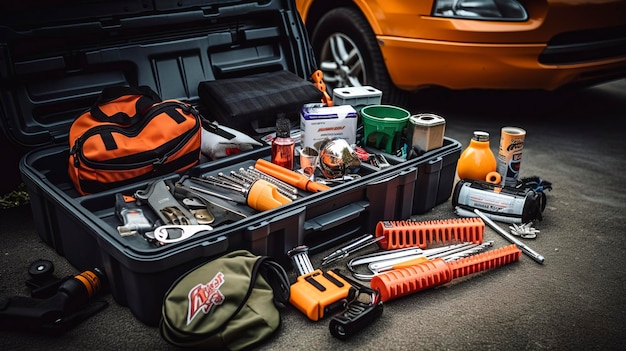 A Photo of a Car Rental Emergency Kit