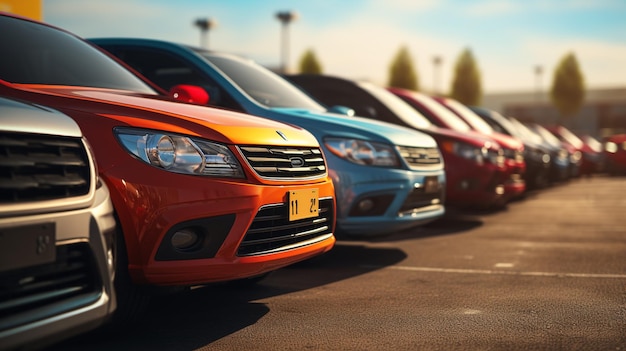 Photo cars parked in the parking lotopen space area outdoors generated by AI