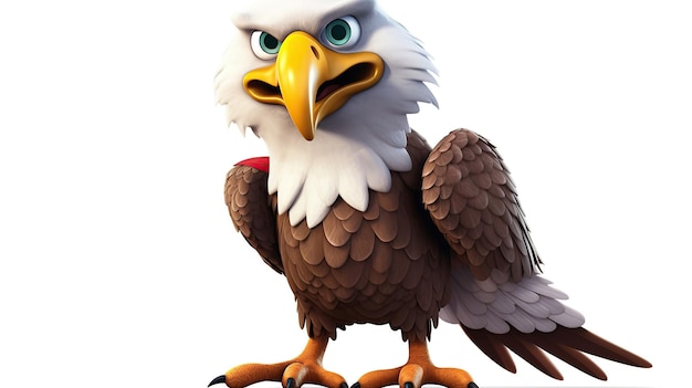 Photo a cartoon eagle with colour flag america Generative AI