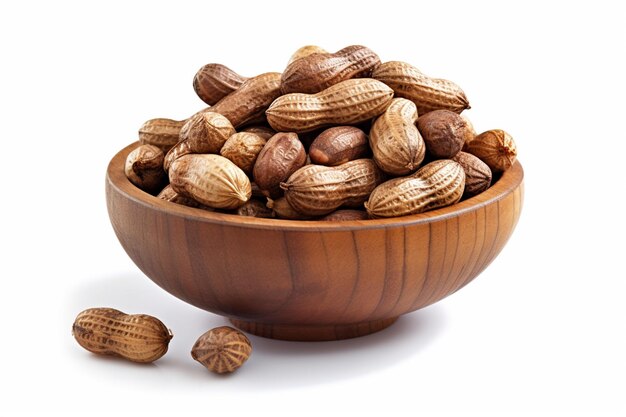 Photo cashew nuts in a bowl on a white background