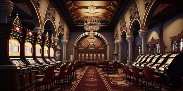 Photo casino hall with slot machines