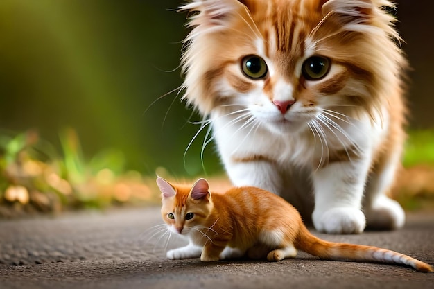 photo a cat and a rat are looking at each other